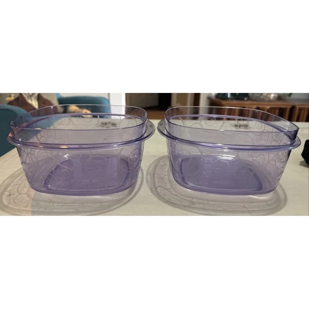 Rubbermaid Premier Purple Swirl 4x6 Container With Lids Food Storage Lot 2